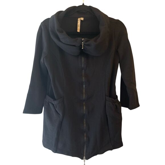 Comfy USA Cowl Neck Full Zip Jacket size S double-sides zip 3/4 sleeves made in - Picture 1 of 9